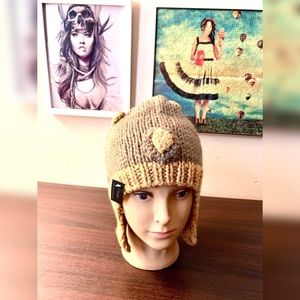 Brown/Yellow Polka Dots & Ear Covers Beanie 💝